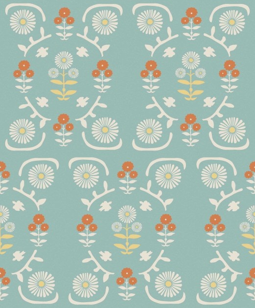 Boras Tapeter 5821 Nordic Folk Isolde - tapeta w kwiaty w folkowym stylu