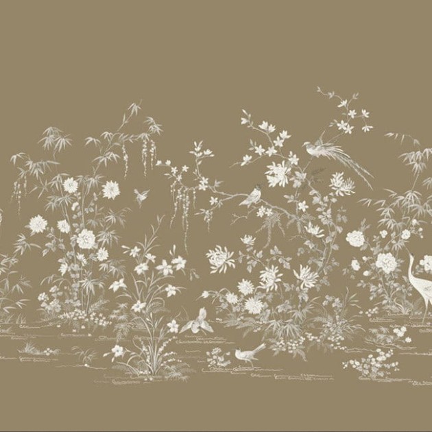 York KT2263M Ronald Redding 24 Karat Flowering Vine Chinoiserie Glint - mural w drzewa i ptaki w stylu chinoiserie
