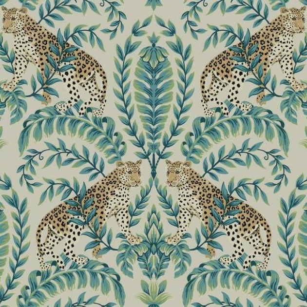 York KT2206 Ronald Redding 24 Karat Jungle Leopard Taupe - tapeta w lamparty i egzotyczną roślinność