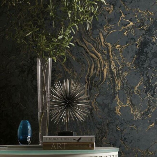 York KT2224 Ronald Redding 24 Karat Polished Marble Black - tapeta imitująca marmur