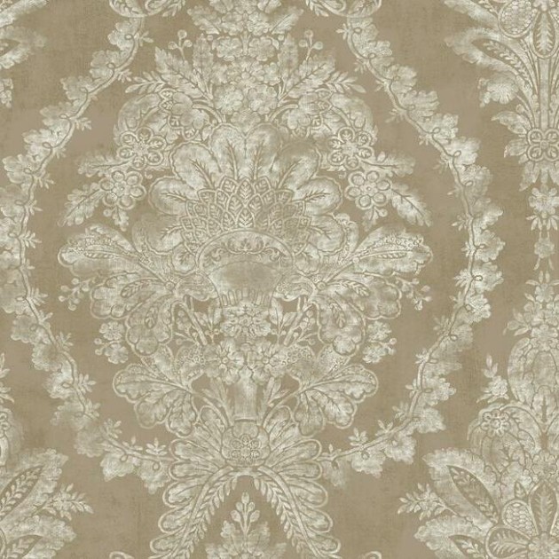 York KT2217 Ronald Redding 24 Karat Charleston Damask Bronze - tapeta w roślinne ornamenty