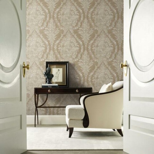York KT2217 Ronald Redding 24 Karat Charleston Damask Bronze - tapeta w roślinne ornamenty