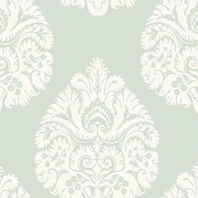 York KT2145 Ronald Redding 24 Karat Teardrop Damask Light Grey - tapeta w roślinne ornamenty