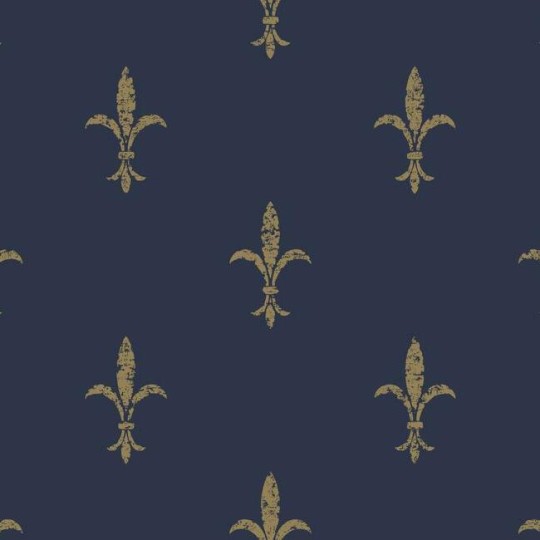 York KT2191 Ronald Redding 24 Karat Fleur De Lis Navy/Gold - tapeta z motywem pochodzącym z królewskich herbów