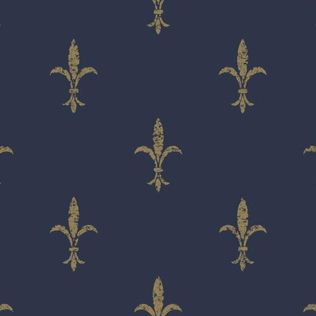 York KT2191 Ronald Redding 24 Karat Fleur De Lis Navy/Gold - tapeta z motywem pochodzącym z królewskich herbów