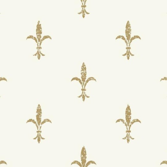 York KT2192 Ronald Redding 24 Karat Fleur De Lis White/Gold - tapeta z motywem pochodzącym z królewskich herbów