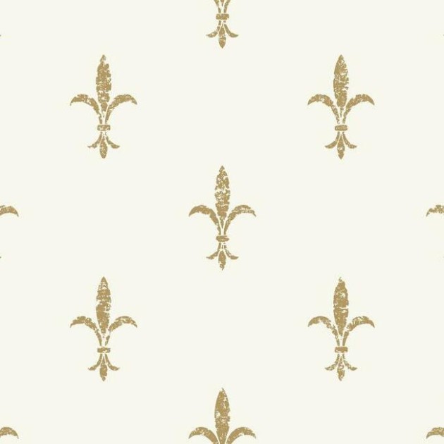 York KT2192 Ronald Redding 24 Karat Fleur De Lis White/Gold - tapeta z motywem pochodzącym z królewskich herbów