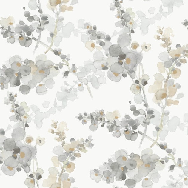 York EV3971 Candice Olson Casual Elegance Blossom Fling Steel - tapeta w akwarelowe rośliny