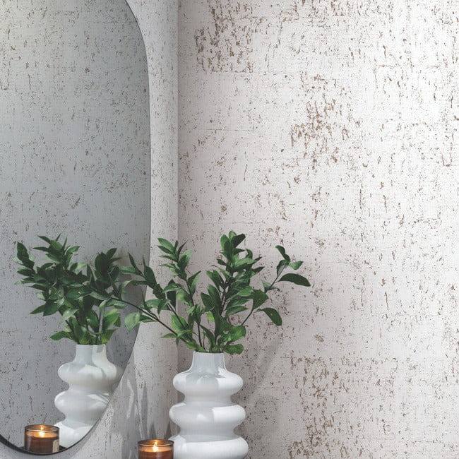 York EV3902 Candice Olson Casual Elegance Cork Bright White/Gold - tapeta korkowa z metalicznymi akcentami