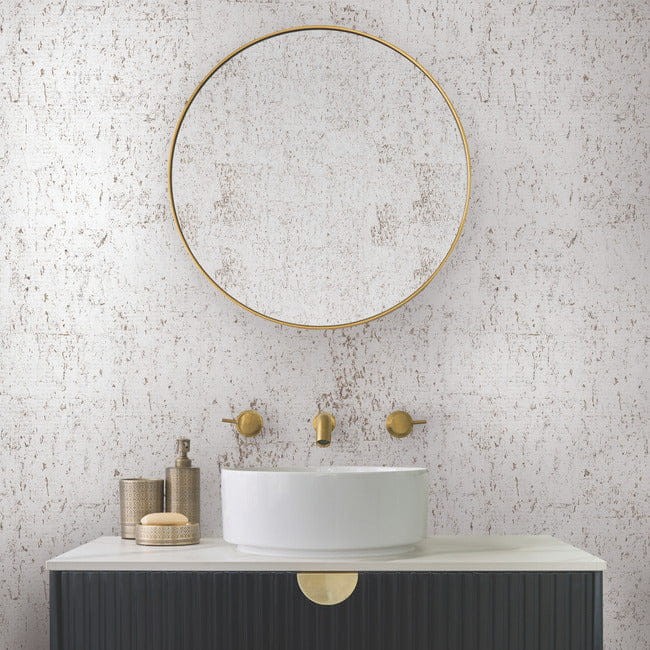 York EV3902 Candice Olson Casual Elegance Cork Bright White/Gold - tapeta korkowa z metalicznymi akcentami