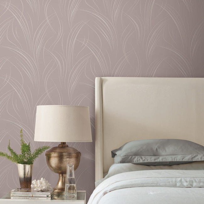 York EV3935 Candice Olson Casual Elegance Graceful Wisp Lavender - tapeta w minimalistyczne źdźbła traw