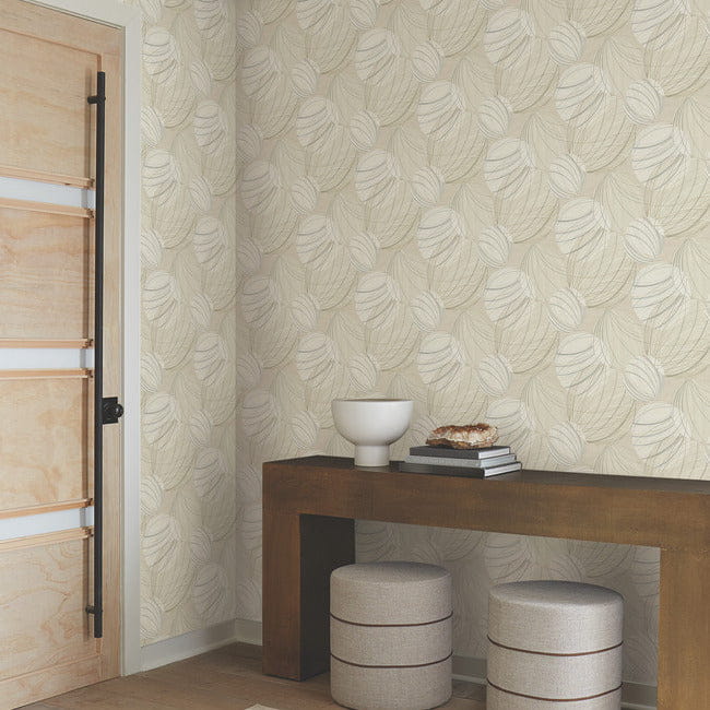 York EV3908 Candice Olson Casual Elegance Floating Lanterns Taupe - tapeta w roślinny motyw
