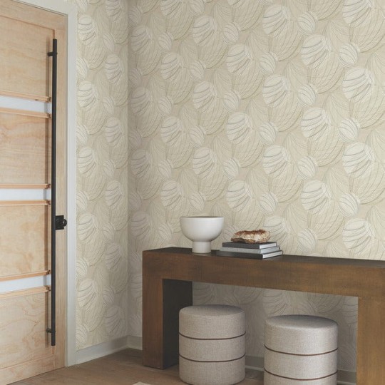 York EV3908 Candice Olson Casual Elegance Floating Lanterns Taupe - tapeta w roślinny motyw