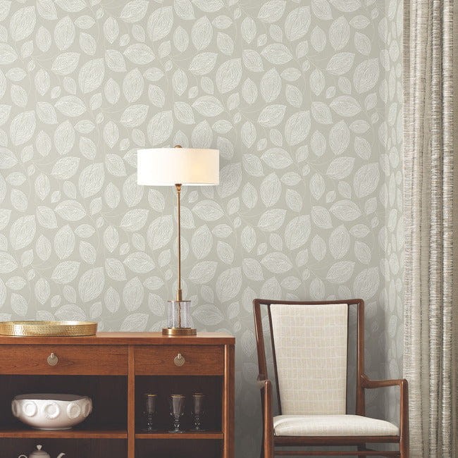 York EV3922 Candice Olson Casual Elegance Contoured Leaves Taupe - tapeta w liście