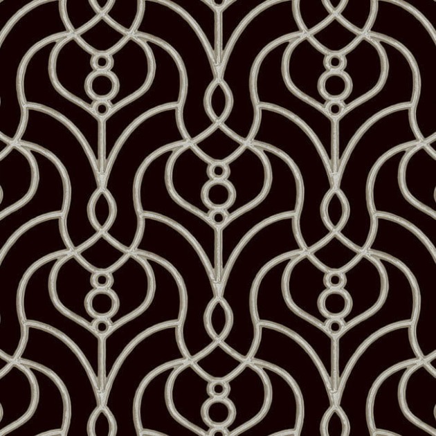 York EV3945 Candice Olson Casual Elegance Divine Trellis Black - tapeta imitująca metalową bramę z motywem roślinnym