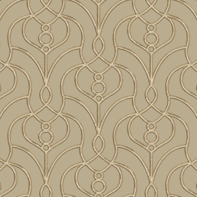 York EV3947 Candice Olson Casual Elegance Divine Trellis Taupe - tapeta imitująca metalową bramę z motywem roślinnym