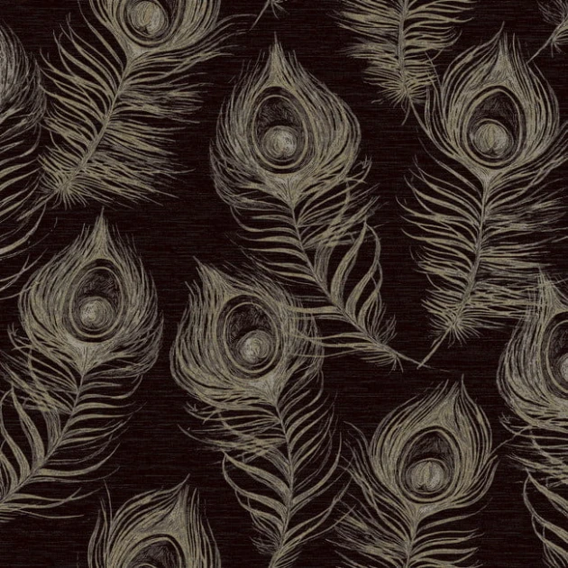 York EV3942 Candice Olson Casual Elegance Regal Peacock Black - tapeta w pióra pawia
