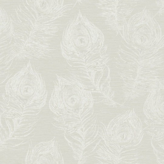 York EV3944 Candice Olson Casual Elegance Regal Peacock White - tapeta w pióra pawia