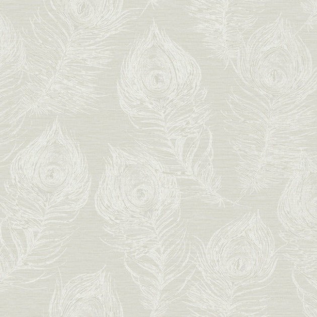 York EV3944 Candice Olson Casual Elegance Regal Peacock White - tapeta w pióra pawia