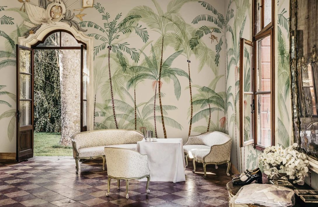 Sandberg S10430 Palm Garden Louie Green - mural w palmy