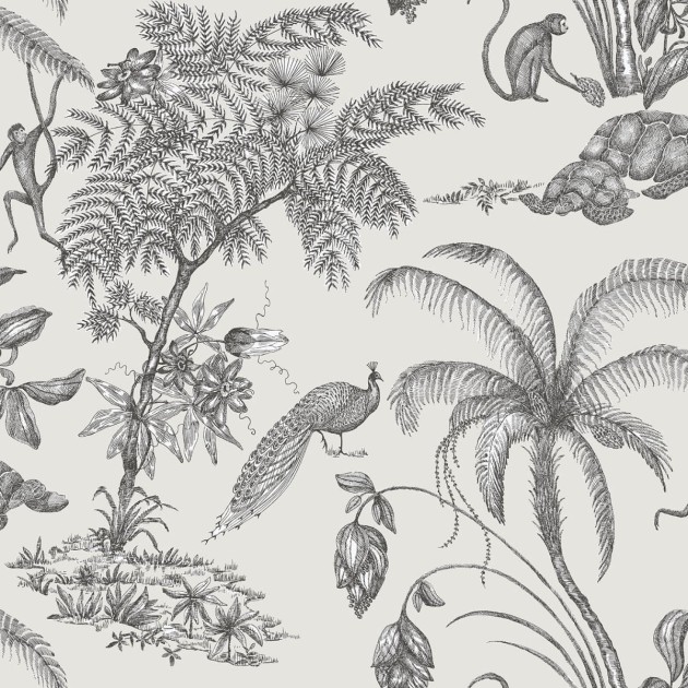 Sandberg 240-09 Palm Garden Moa Sandstone - tapeta egzotyczna z roślinami i zwierzętami