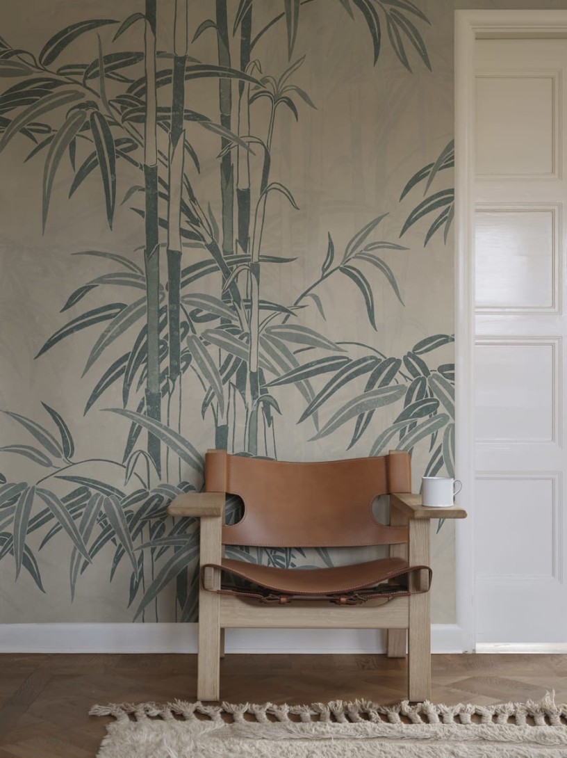 Sandberg S10542 Palm Garden Leon Blue - mural w gałęzie bambusa