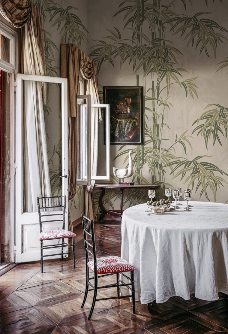 Sandberg S10540 Palm Garden Leon Green - mural w gałęzie bambusa