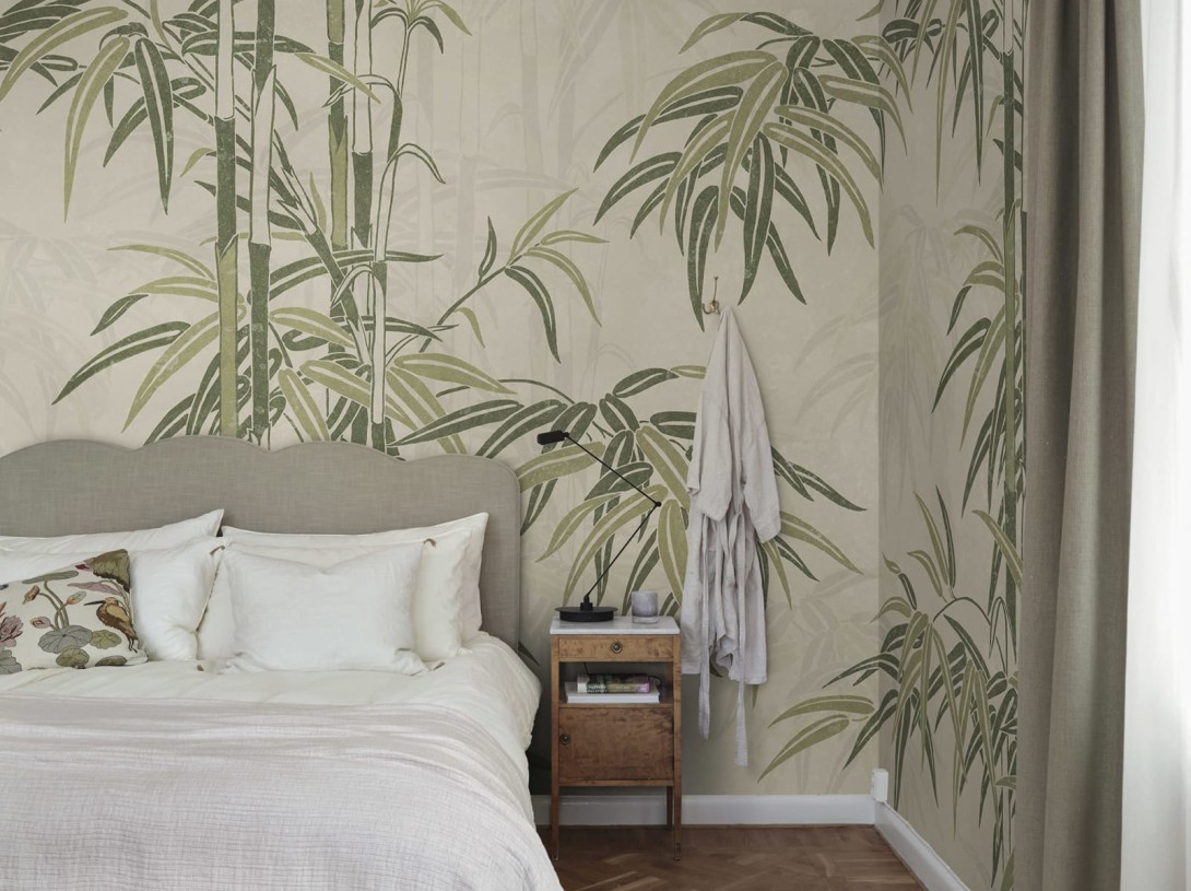 Sandberg S10540 Palm Garden Leon Green - mural w gałęzie bambusa