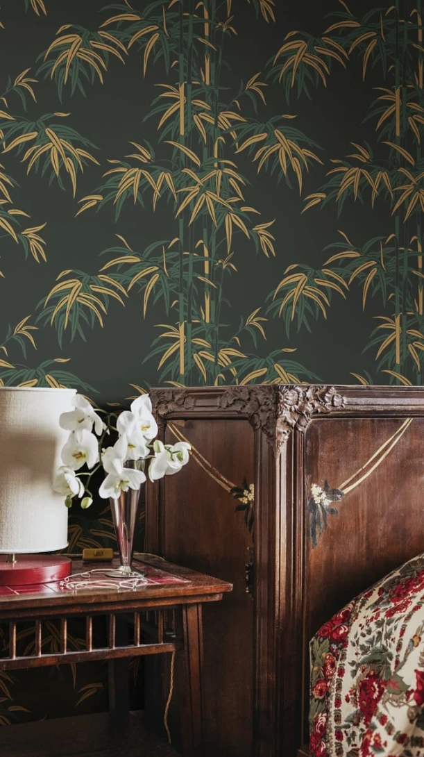 Sandberg S10446 Palm Garden Leon Charcoal - tapeta w gałęzie bambusa