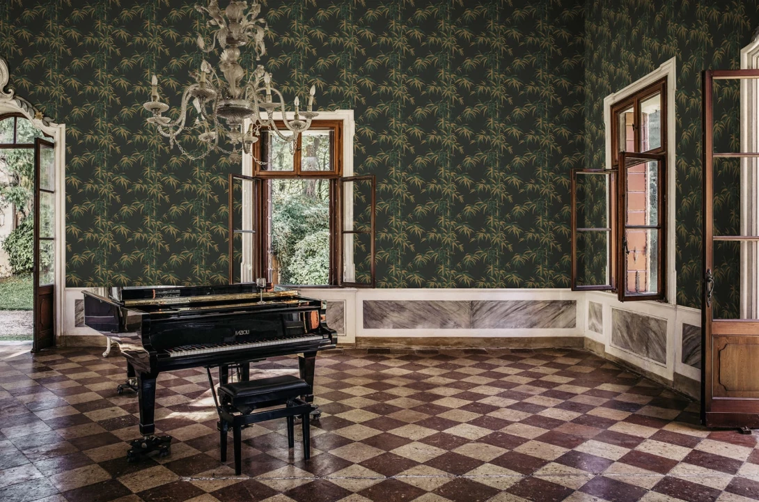 Sandberg S10446 Palm Garden Leon Charcoal - tapeta w gałęzie bambusa