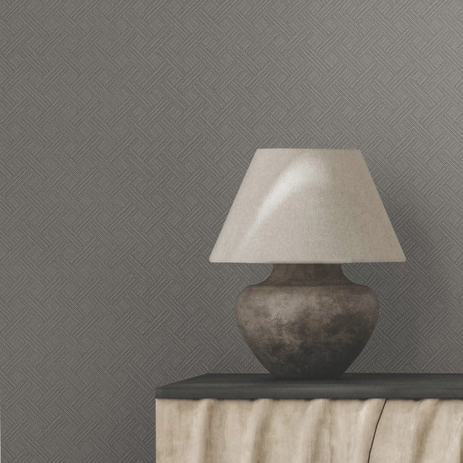York RRD7652 Ronald Redding Industrial Interiors Volume III Wickwork High Performance Graphite - tapeta w geometryczny wzór