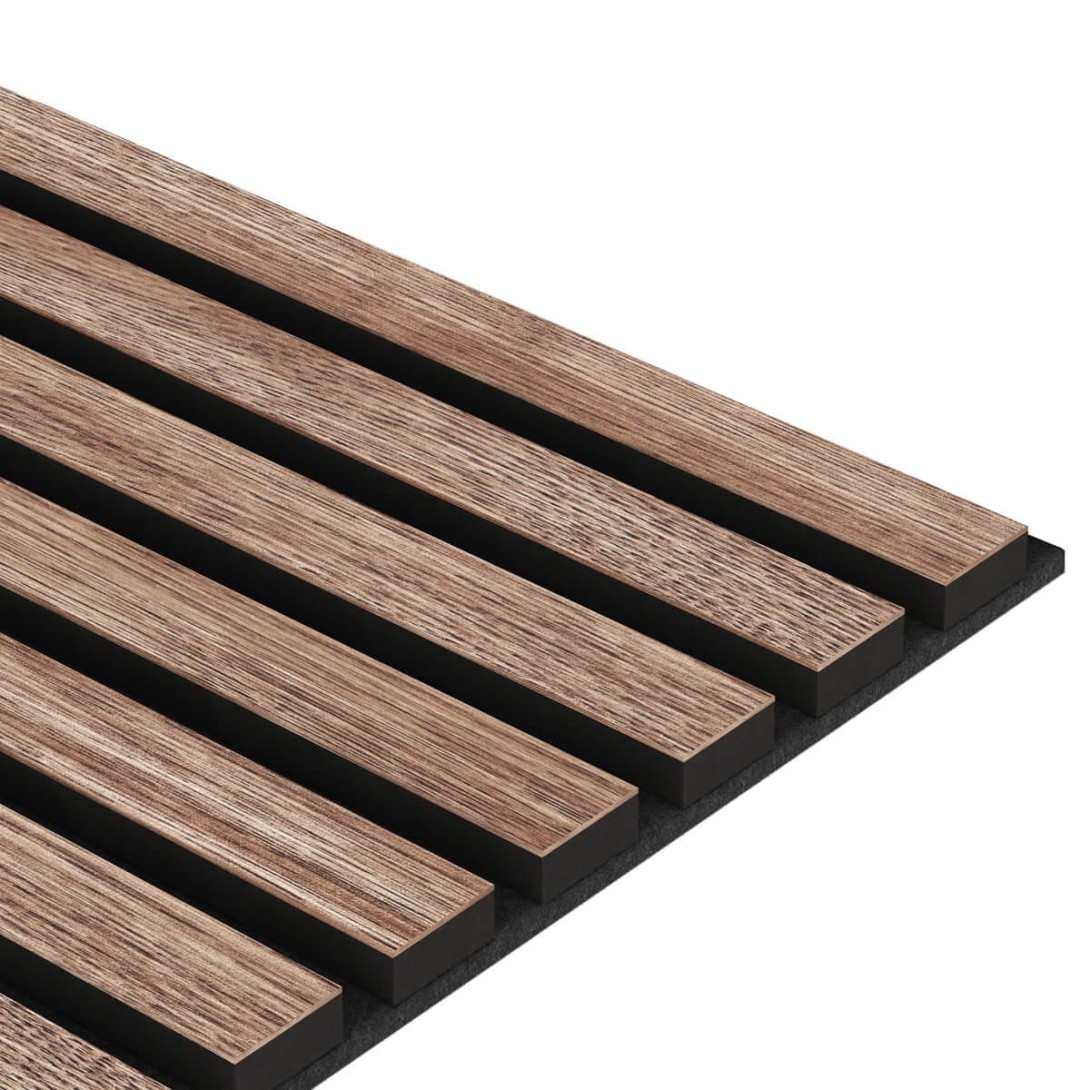 Panele akustyczne fornirowane na czarnym filcu Lameo Orzech Amerykański AKUPANEL_02_28X280