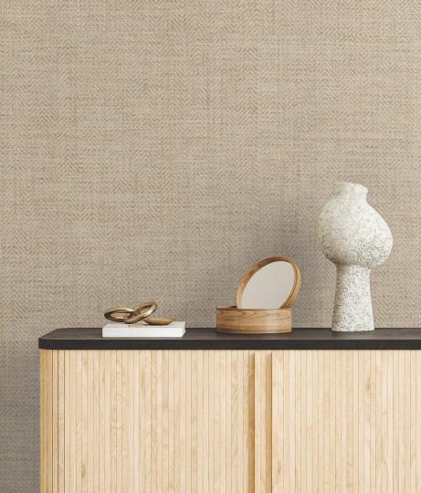 York GV0193 Ronald Redding Grasscloth & Natural Resource Tailored Weave Grey - tapeta strukturalna w jodełkę