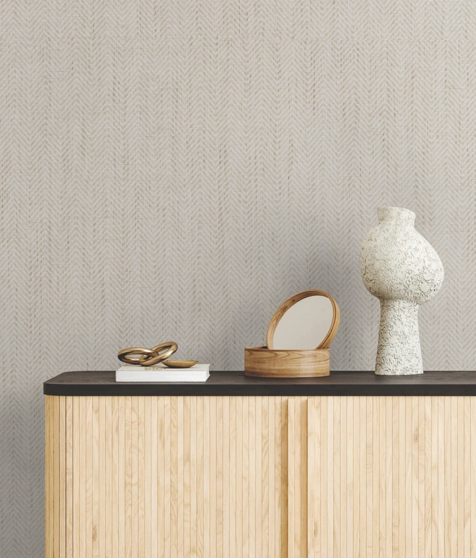 York GV0194 Ronald Redding Grasscloth & Natural Resource Tailored Weave White - tapeta strukturalna w jodełkę