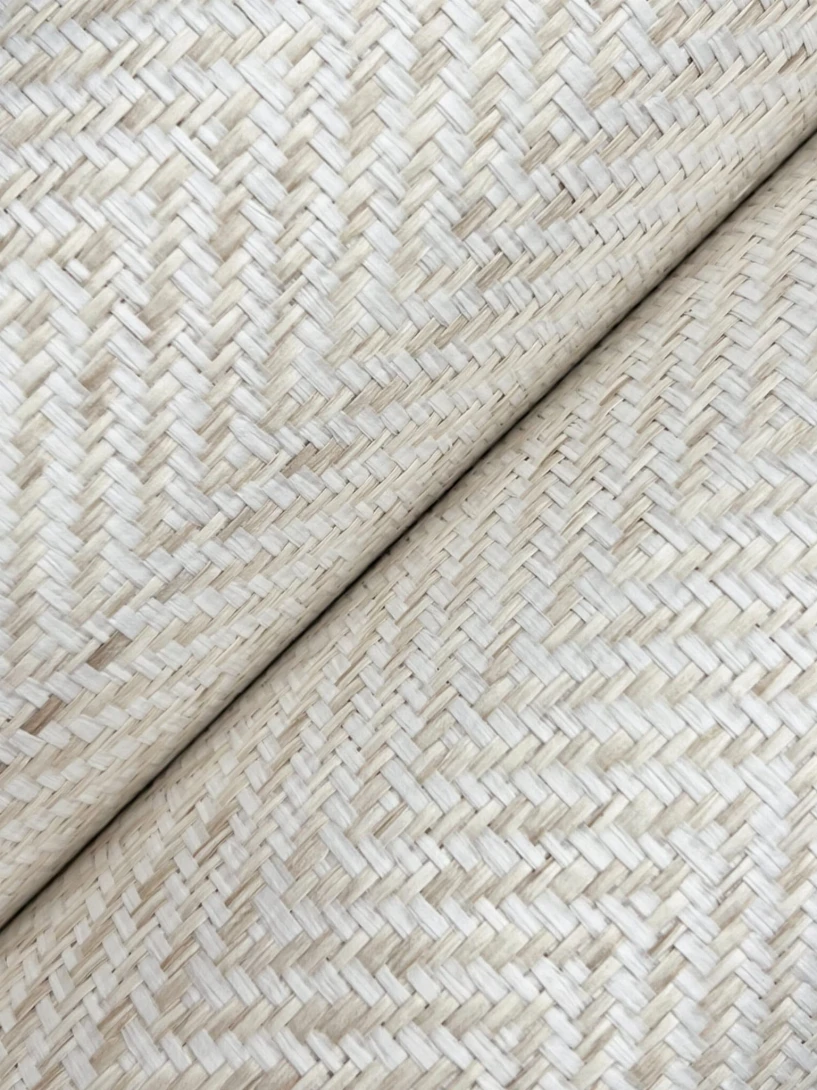 York GV0194 Ronald Redding Grasscloth & Natural Resource Tailored Weave White - tapeta strukturalna w jodełkę