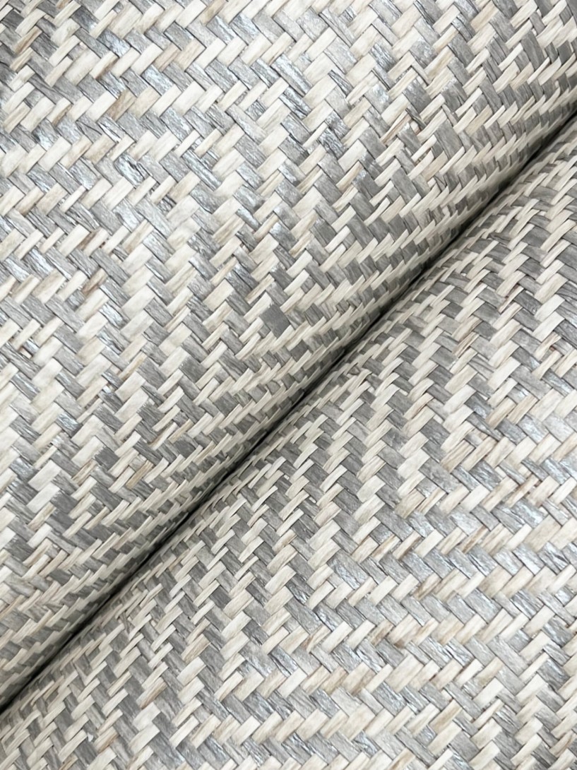York GV0195 Ronald Redding Grasscloth & Natural Resource Tailored Weave Sea Glass - tapeta strukturalna w jodełkę