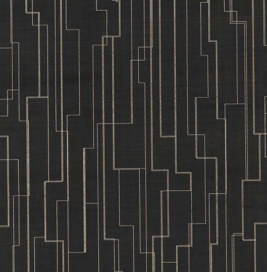 York GV0256 Ronald Redding Grasscloth & Natural Resource Inlay Line Black - tapeta w metaliczne linie na tle imitującym drewno