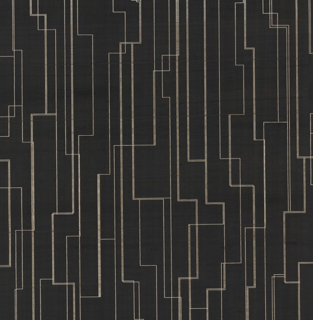 York GV0256 Ronald Redding Grasscloth & Natural Resource Inlay Line Black - tapeta w metaliczne linie na tle imitującym drewno