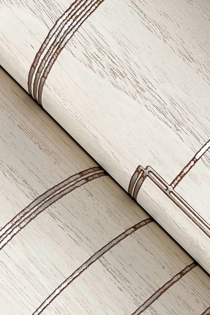 York GV0257 Ronald Redding Grasscloth & Natural Resource Inlay Line White - tapeta w metaliczne linie na tle imitującym drewno