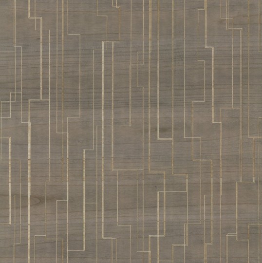 York GV0259 Ronald Redding Grasscloth & Natural Resource Inlay Line Mink - tapeta w metaliczne linie na tle imitującym drewno