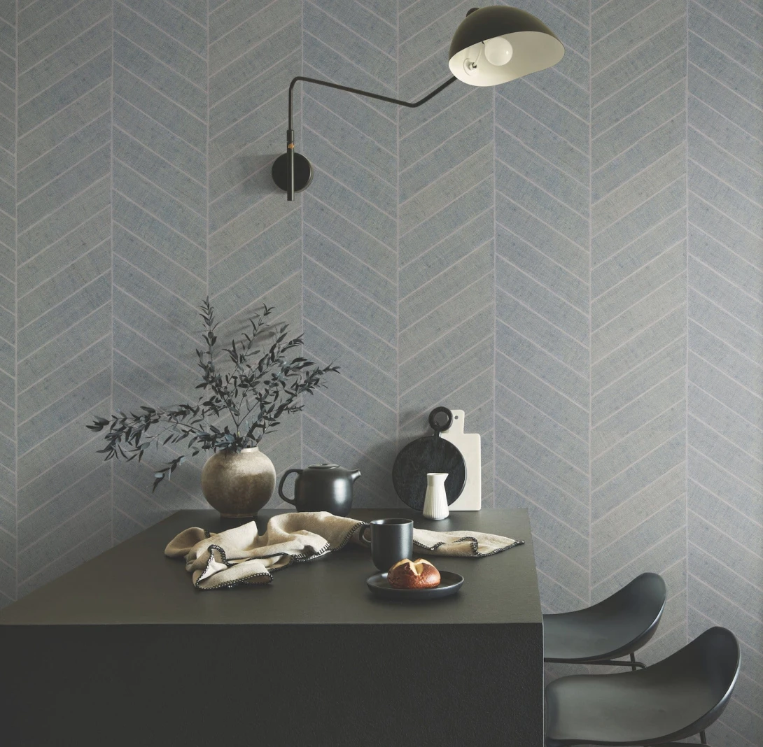 York HO2106GV Ronald Redding Grasscloth & Natural Resource Atelier Herringbone Lagoon - tapeta z rafii w jodełkę