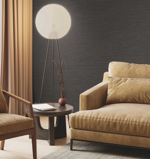 York GV0221 Ronald Redding Grasscloth & Natural Resource Horizon Paperweave Black - tapeta strukturalna w delikatne paski