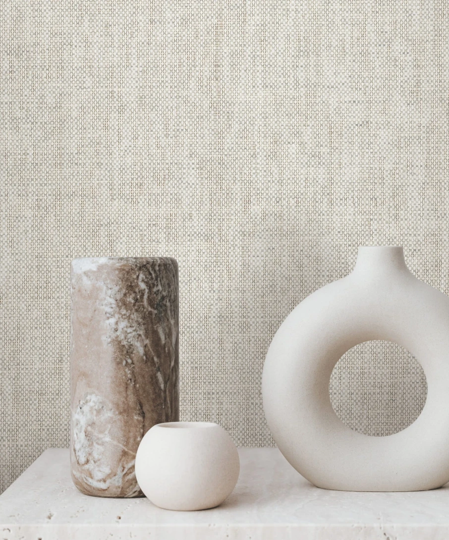 York GV0182 Ronald Redding Grasscloth & Natural Resource Edo Paperweave Smoke - szara tapeta strukturalna