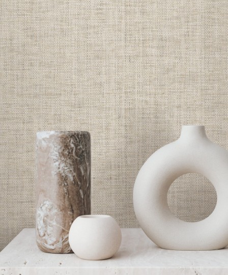York GV0184 Ronald Redding Grasscloth & Natural Resource Edo Paperweave Fog - beżowa tapeta strukturalna