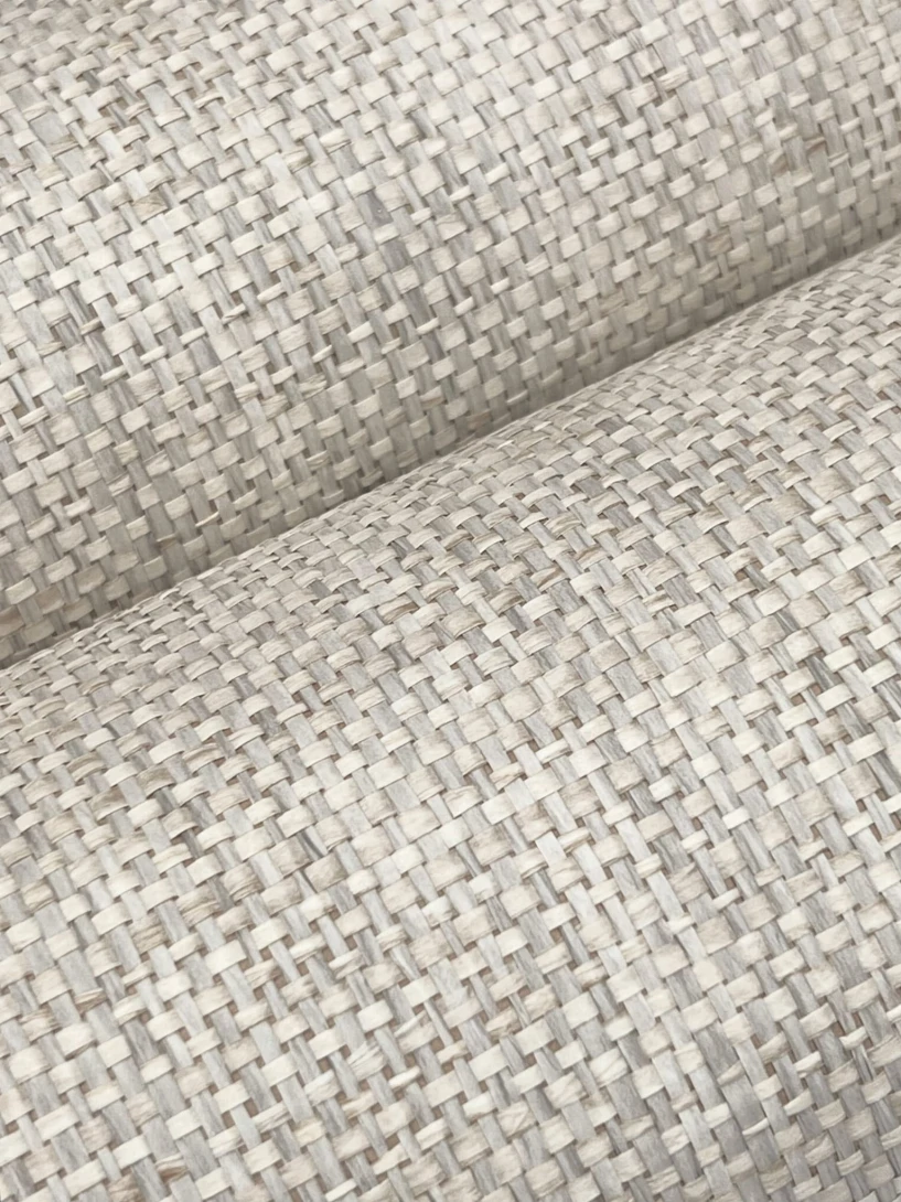 York GV0184 Ronald Redding Grasscloth & Natural Resource Edo Paperweave Fog - beżowa tapeta strukturalna