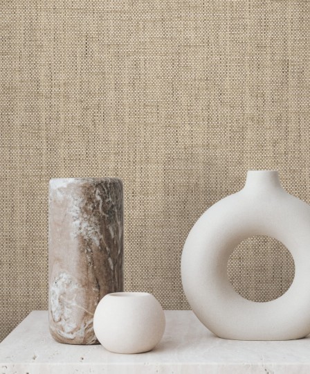 York GV0186 Ronald Redding Grasscloth & Natural Resource Edo Paperweave Mushroom - beżowa tapeta strukturalna