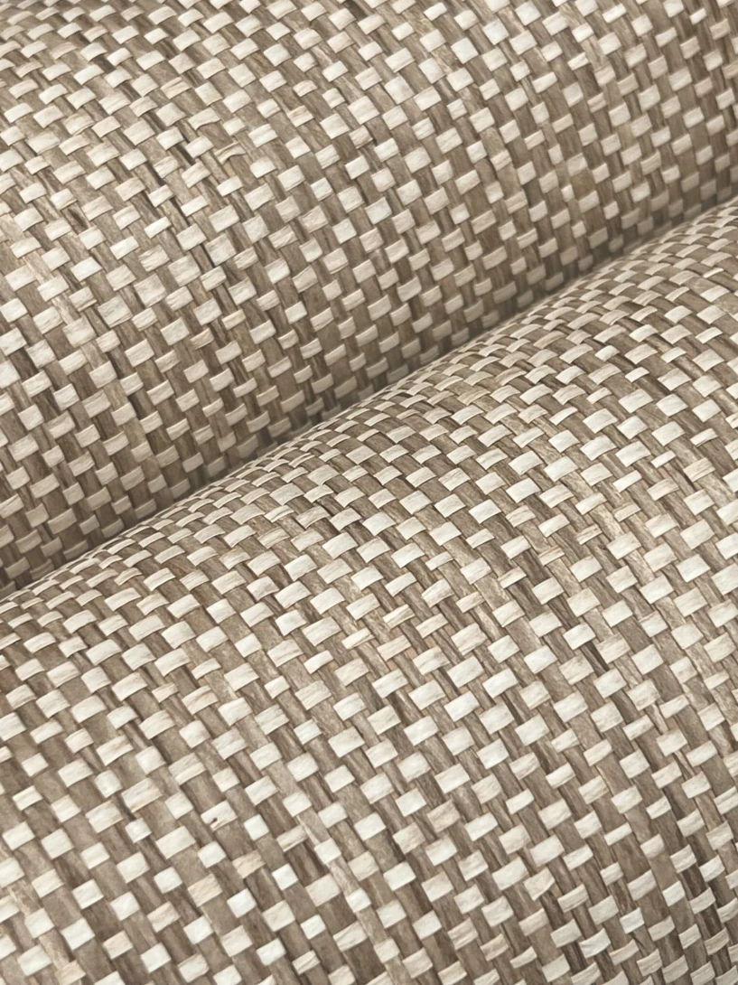 York GV0186 Ronald Redding Grasscloth & Natural Resource Edo Paperweave Mushroom - beżowa tapeta strukturalna