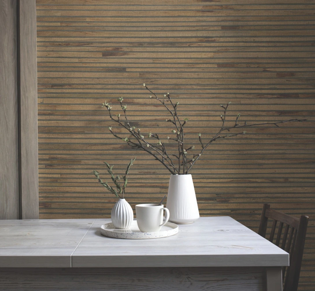 York GV0236 Ronald Redding Grasscloth & Natural Resource Hyacinth Leaf Natural - brązowa tapeta strukturalna w paski