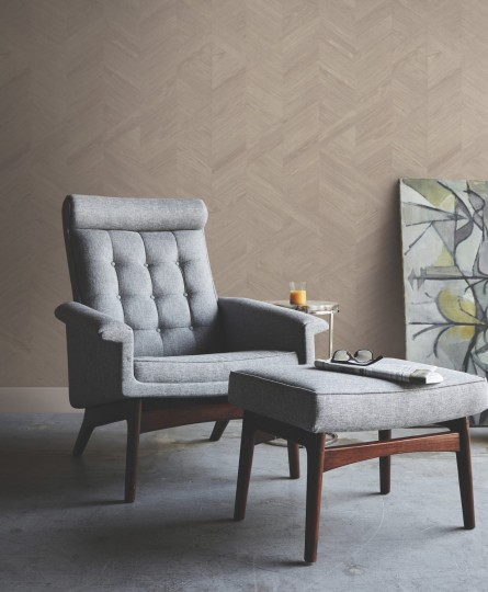York GV0243 Ronald Redding Grasscloth & Natural Resource Interlocking Wood Taupe - tapeta w drewnianą jodełkę