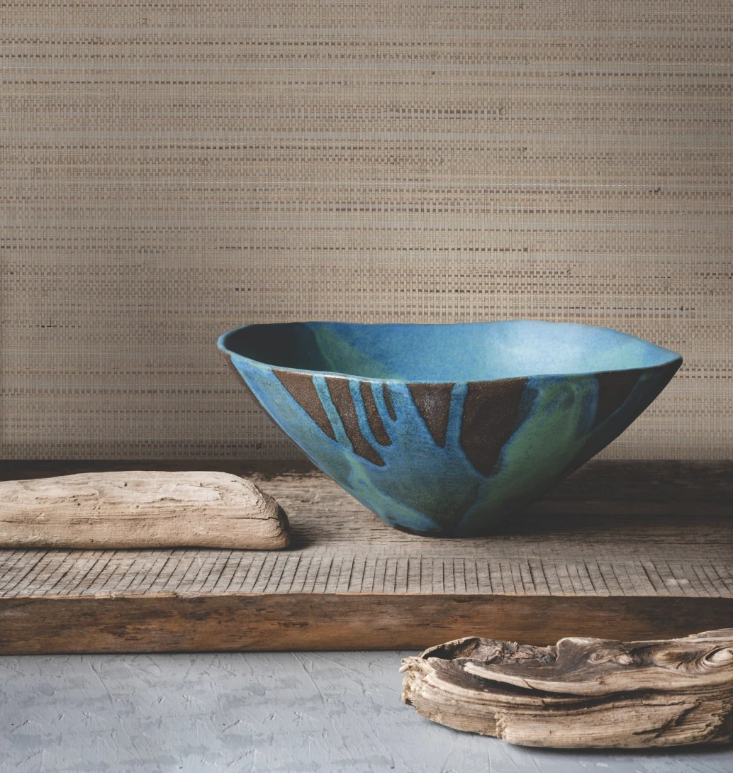York GV0202 Ronald Redding Grasscloth & Natural Resource Marled Abaca Taupe/Neutral - tapeta strukturalna w paski